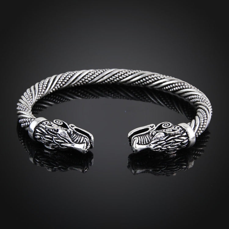 Bracelet Manchette Homme Tête de Loup Viking Bijoux Accessoires de Mode