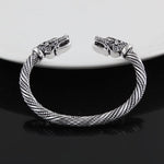 Bracelet Manchette Homme Tête de Loup Viking Bijoux Accessoires de Mode
