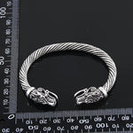 Bracelet Manchette Homme Tête de Loup Viking Bijoux Accessoires de Mode
