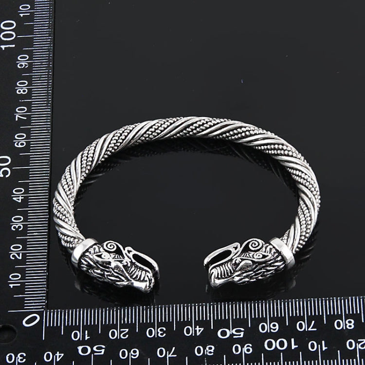Bracelet Manchette Homme Tête de Loup Viking Bijoux Accessoires de Mode