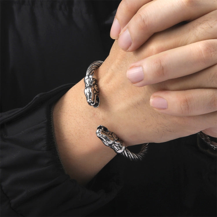 Bracelet Manchette Homme Tête de Loup Viking Bijoux Accessoires de Mode
