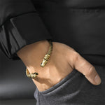 Bracelet Manchette Homme Tête de Loup Viking Bijoux Accessoires de Mode