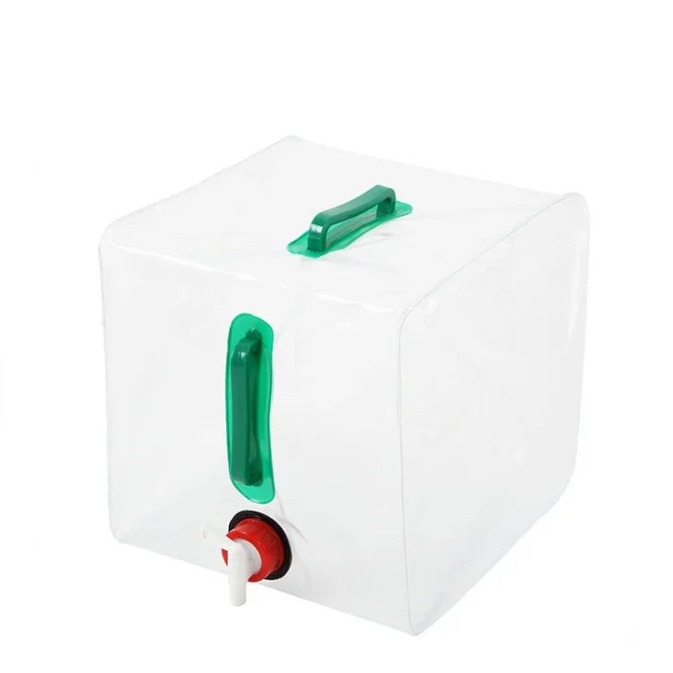 Seau pliable de camping extérieur 20L, sac d'eau pliable en plastique transparent, 20 (Vert)