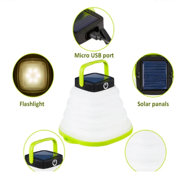 Lampe Solaire Pliable Lampe de Tente de Camping Extérieur Lampe de Camping LED
