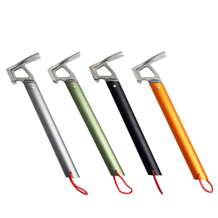 Marteau léger de camping pour piquets de tente avec manche en alliage d'aluminium & tête en acier inoxydable