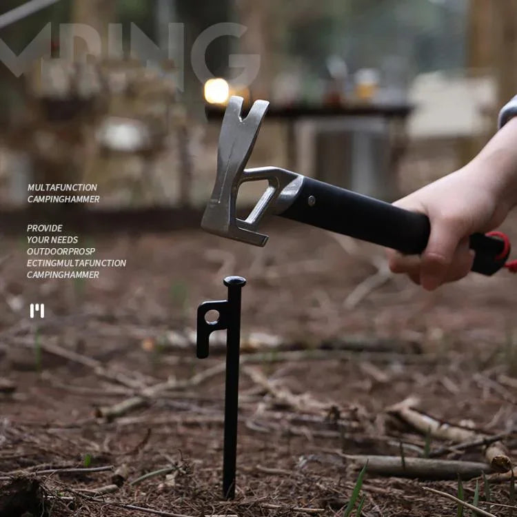 Marteau léger de camping pour piquets de tente avec manche en alliage d'aluminium & tête en acier inoxydable