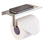 Porte-papier toilette en acier inoxydable brillant avec étagère de rangement pour téléphone portable, porte-papier toilette brillant