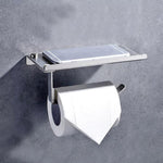 Porte-papier toilette en acier inoxydable brillant avec étagère de rangement pour téléphone portable, porte-papier toilette brillant