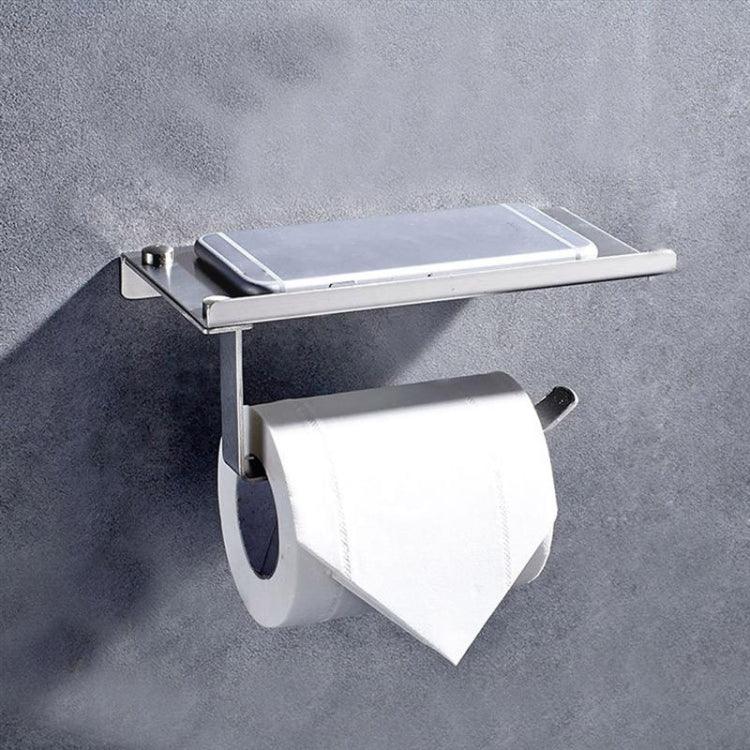 Porte-papier toilette en acier inoxydable brillant avec étagère de rangement pour téléphone portable, porte-papier toilette brillant
