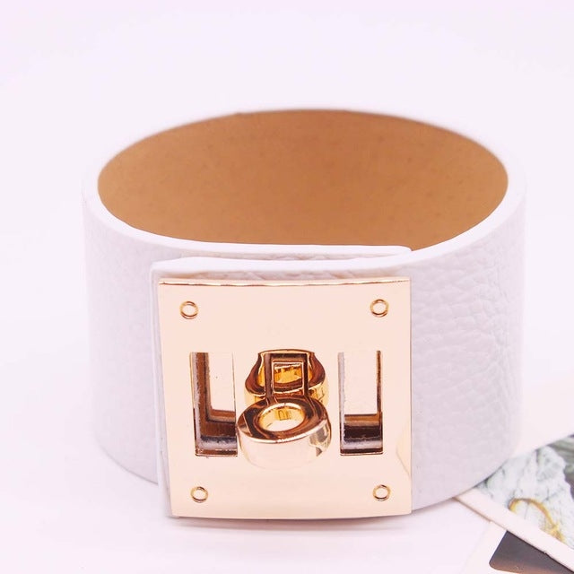 Bracelets larges en cuir style punk pour femmes, 1, 2, 5, 6
