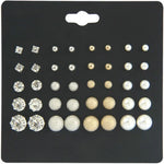 20 paires/paquet de boucles d'oreilles en zircon à six griffes, bijoux pour femmes avec perles et diamants