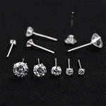20 paires/paquet de boucles d'oreilles en zircon à six griffes, bijoux pour femmes avec perles et diamants