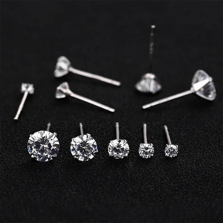 20 paires/paquet de boucles d'oreilles en zircon à six griffes, bijoux pour femmes avec perles et diamants