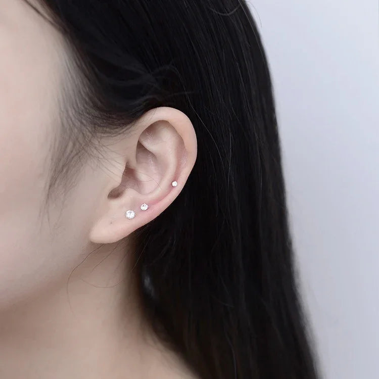 20 paires/paquet de boucles d'oreilles en zircon à six griffes, bijoux pour femmes avec perles et diamants