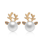 Boucles d'oreilles clous en forme de tête de cerf ornée de perles, boucles d'oreilles de chevreuil, clous d'oreille d'élan