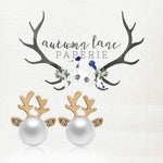 Boucles d'oreilles clous en forme de tête de cerf ornée de perles, boucles d'oreilles de chevreuil, clous d'oreille d'élan