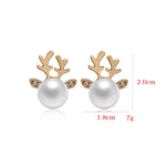 Boucles d'oreilles clous en forme de tête de cerf ornée de perles, boucles d'oreilles de chevreuil, clous d'oreille d'élan