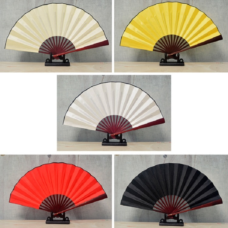 Éventail pliant en soie vierge de couleur unie, style chinois, pour calligraphie et peinture, 8 pouces, 10 pouces