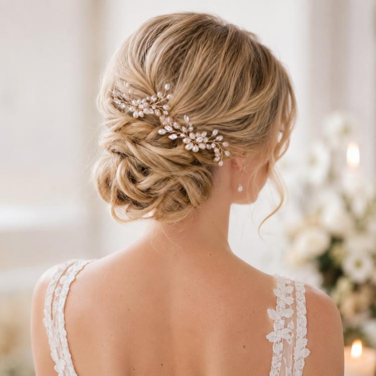 2 pinces à cheveux florales de mariage, accessoires pour cheveux de festival, pince à cheveux en tresse, vigne, belle coiffe