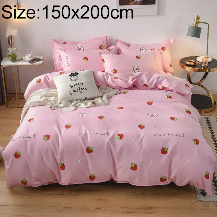 Parure de lit simple en coton avec housse de couette, drap et taie d'oreiller, 150x200cm