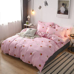 Parure de lit simple en coton avec housse de couette, drap et taie d'oreiller, 150x200cm