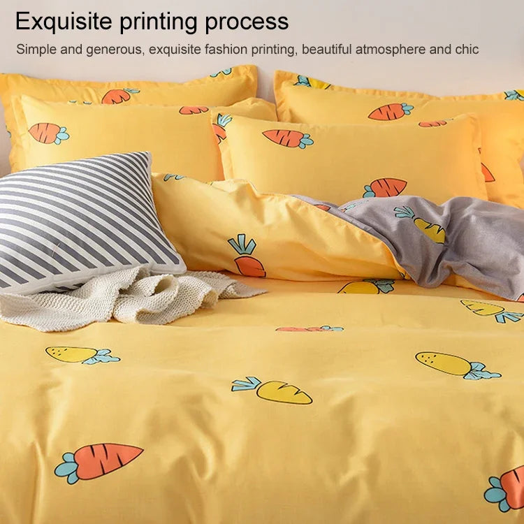 Parure de lit simple en coton avec housse de couette, drap et taie d'oreiller, 150x200cm