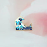 2 broches vague bleue Broche en émail Boucle de broche Dessin animé Broche en métal pour manteau veste sac insigne Bijoux de mer, 2 pièces Vagues