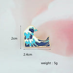 2 broches vague bleue Broche en émail Boucle de broche Dessin animé Broche en métal pour manteau veste sac insigne Bijoux de mer, 2 pièces Vagues
