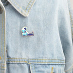 2 broches vague bleue Broche en émail Boucle de broche Dessin animé Broche en métal pour manteau veste sac insigne Bijoux de mer, 2 pièces Vagues