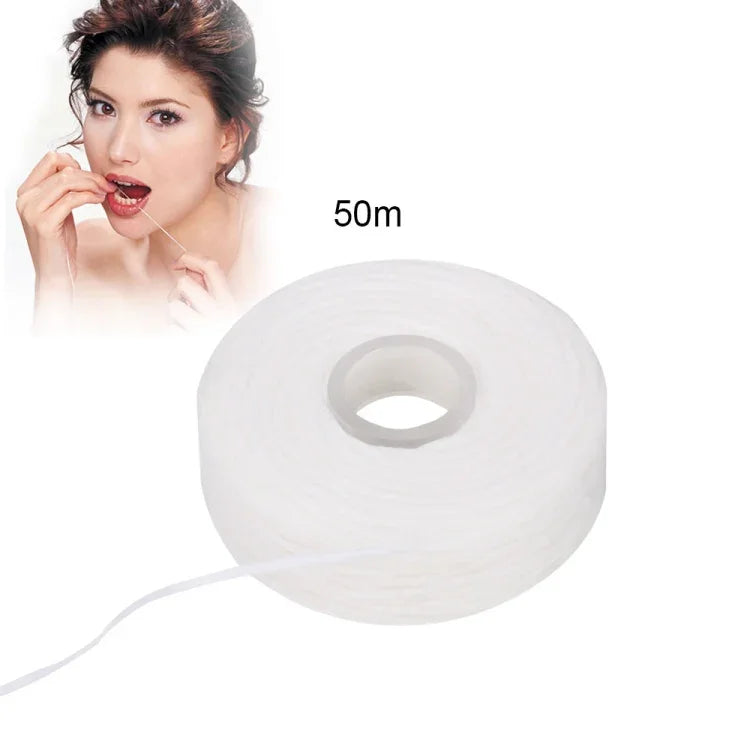 2 PCS Fil dentaire 50 m Hygiène buccale Nettoyage des dents Cire Menthe Bobine Cure-dents Fil dentaire