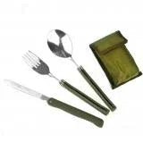 Set de Vaisselle Mini Portable Outils Extérieurs Set de Couverts Pliants avec Cuillère Fourche Couteaux pour Camping Pique-nique Acier Inoxydable