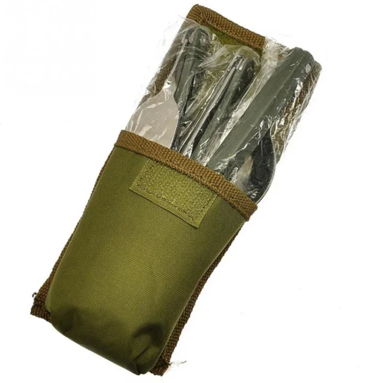 Set de Vaisselle Mini Portable Outils Extérieurs Set de Couverts Pliants avec Cuillère Fourche Couteaux pour Camping Pique-nique Acier Inoxydable