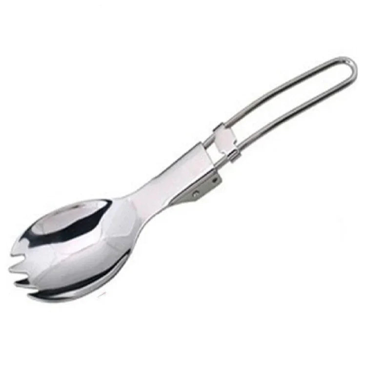 2 pièces Couverts de camping en plein air fourchette cuillère en acier inoxydable pour pique-nique pliable Spork