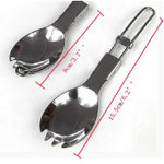 2 pièces Couverts de camping en plein air fourchette cuillère en acier inoxydable pour pique-nique pliable Spork