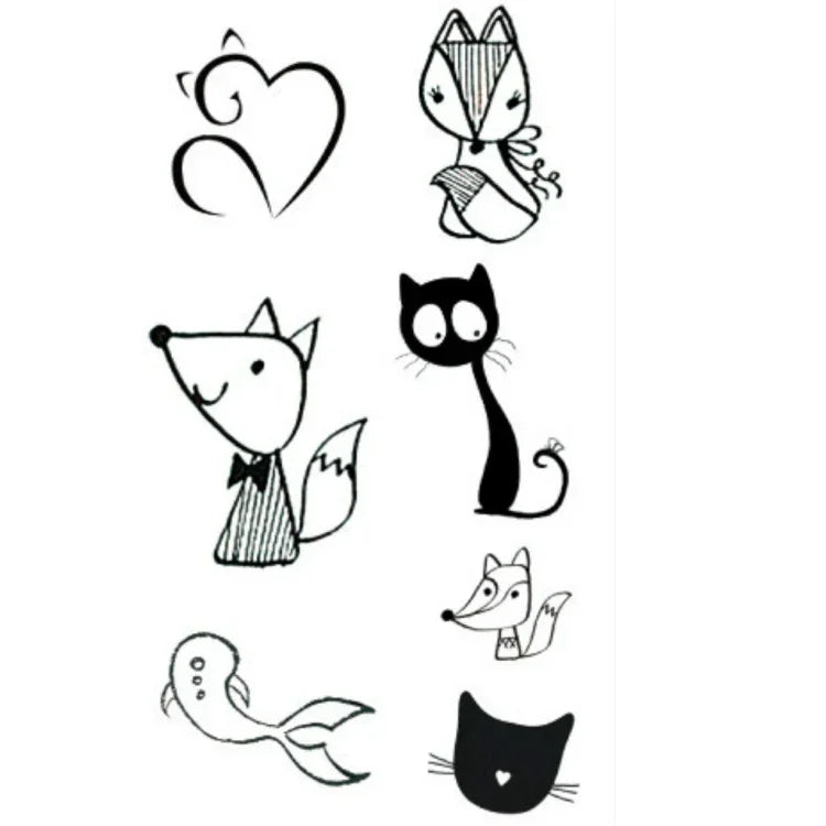 10 Autocollants de tatouage temporaire imperméables noirs classiques