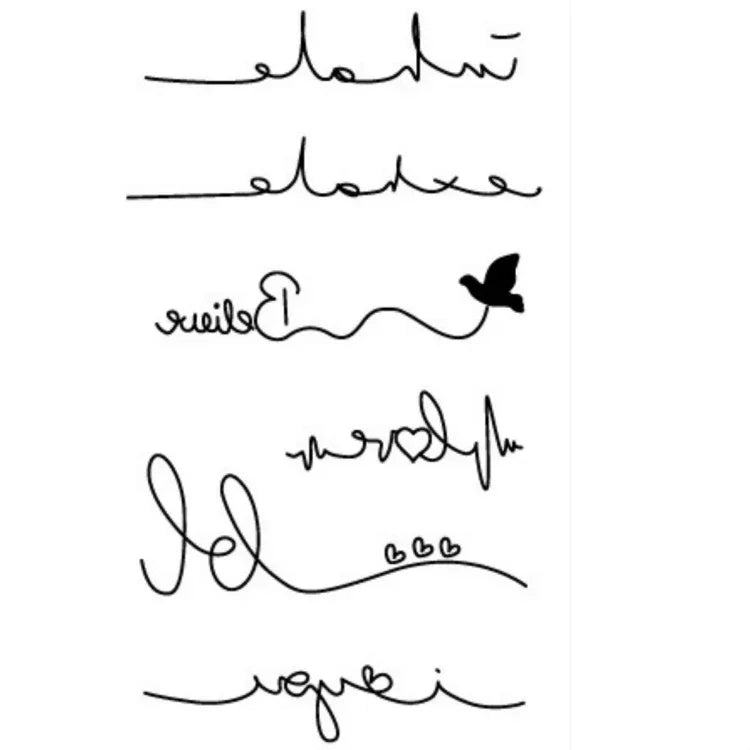 10 Autocollants de tatouage temporaire imperméables noirs classiques