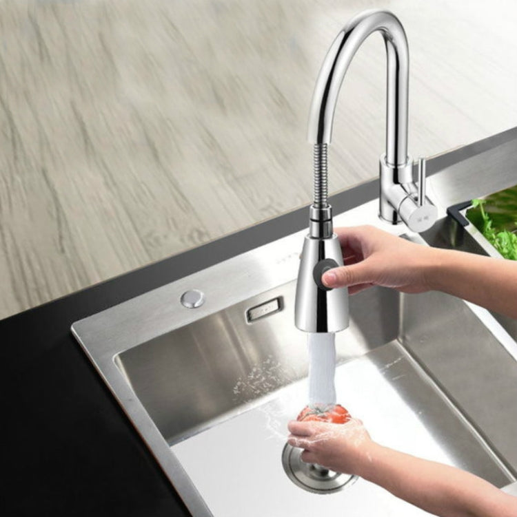 Robinet de cuisine extractible chaud et froid domestique en acier inoxydable 304 rétractable rotatif, Cuivre électrolytique, Noir acier inoxydable, Placage 304, Placage cuivre + Arrêt d'eau