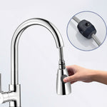 Robinet de cuisine extractible chaud et froid domestique en acier inoxydable 304 rétractable rotatif, Cuivre électrolytique, Noir acier inoxydable, Placage 304, Placage cuivre + Arrêt d'eau