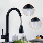 Robinet de cuisine extractible chaud et froid domestique en acier inoxydable 304 rétractable rotatif, Cuivre électrolytique, Noir acier inoxydable, Placage 304, Placage cuivre + Arrêt d'eau