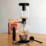 Cafetière siphon classique avec poignée noire, pot en verre pour 5 personnes, taille : 37,5 x 11,3 cm, cafetière avec poignée