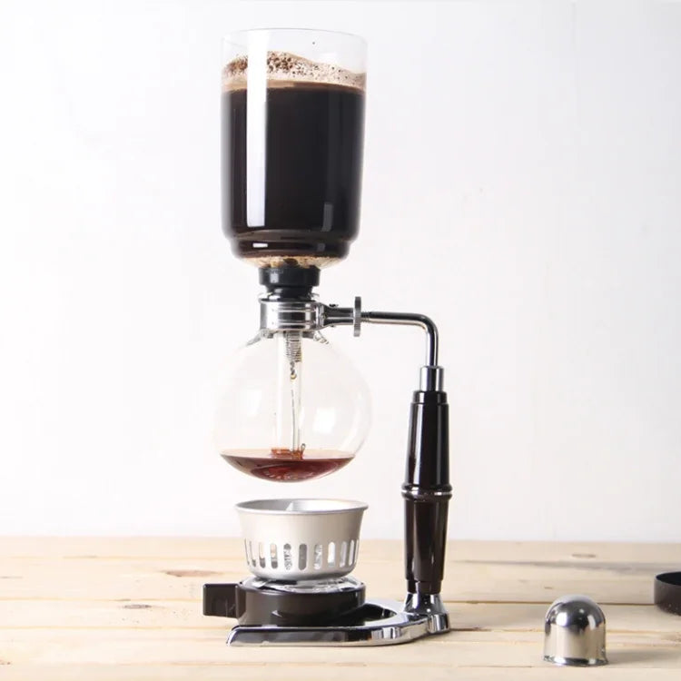 Cafetière siphon classique avec poignée noire, pot en verre pour 5 personnes, taille : 37,5 x 11,3 cm, cafetière avec poignée