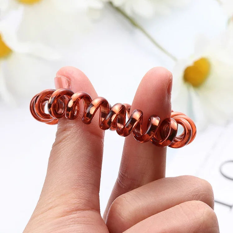 10 élastiques à cheveux multicolores en spirale pour queue de cheval, bandes élastiques, accessoires pour cheveux en fil de téléphone