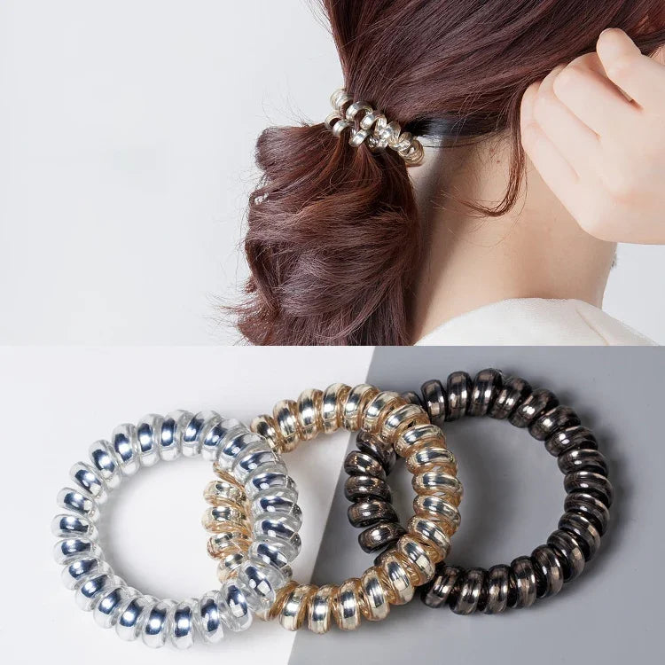 10 élastiques à cheveux multicolores en spirale pour queue de cheval, bandes élastiques, accessoires pour cheveux en fil de téléphone