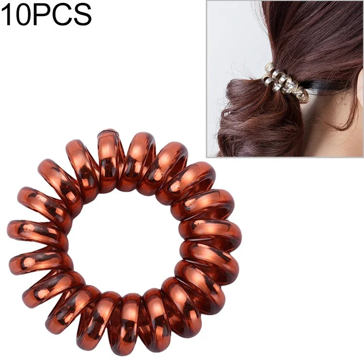 10 élastiques à cheveux multicolores en spirale pour queue de cheval, bandes élastiques, accessoires pour cheveux en fil de téléphone