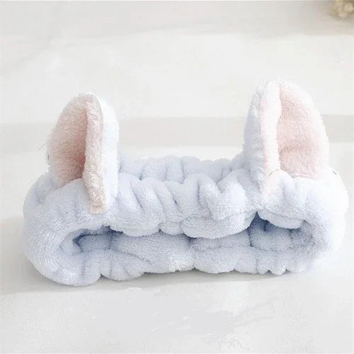 Serre-têtes d'oreille de chat élastiques mignons, pour femmes et filles, bandeau de maquillage, lavage du visage, coiffure, masque facial, bandeau, accessoire pour cheveux