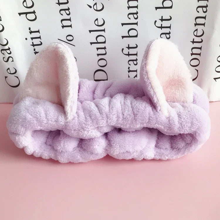 Serre-têtes d'oreille de chat élastiques mignons, pour femmes et filles, bandeau de maquillage, lavage du visage, coiffure, masque facial, bandeau, accessoire pour cheveux
