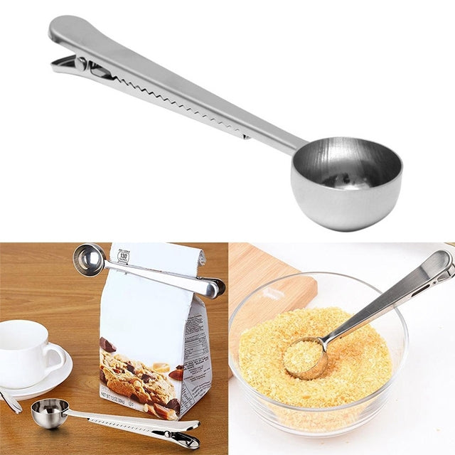 Cuillère à Café Multifonction avec Clip en Acier Inoxydable, Cuillère Doseuse à Café et Thé, Cuillère à Café (Argent), Cuillère à Café (Or), Cuillère à Café (Noir), Cuillère à Café (Or Rose)