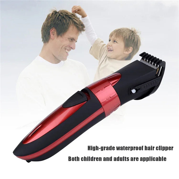 Tondeuse électrique étanche rechargeable, coupe-cheveux, tondeuse à barbe, rouge, gris