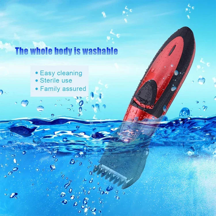 Tondeuse électrique étanche rechargeable, coupe-cheveux, tondeuse à barbe, rouge, gris