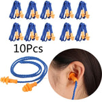 10 pièces bouchons d'oreilles souples en silicone avec cordon, protection auditive réutilisable, réduction de bruit